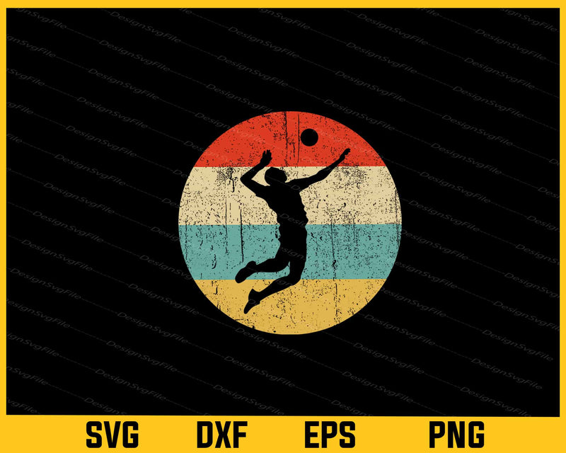 Vintage Retro Volleyball Player Svg Cutting Printable File  - Premium Cutting Files in SVG, PNG & EPS Formats - Premium SVG Cutting Files for Crafts