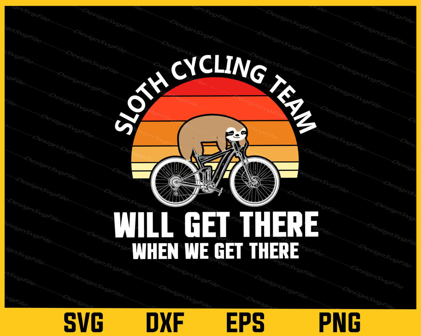 Vintage Sloth Cycling Team Will Get There Svg Cutting Printable File  - Premium Cutting Files in SVG, PNG & EPS Formats - Premium SVG Cutting Files for Crafts