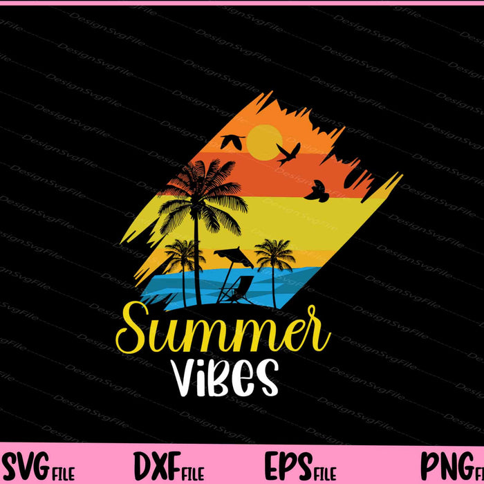 Vintage Summer Vibes Svg Cutting Printable Files  - Premium Cutting Files in SVG, PNG & EPS Formats - Premium SVG Cutting Files for Crafts