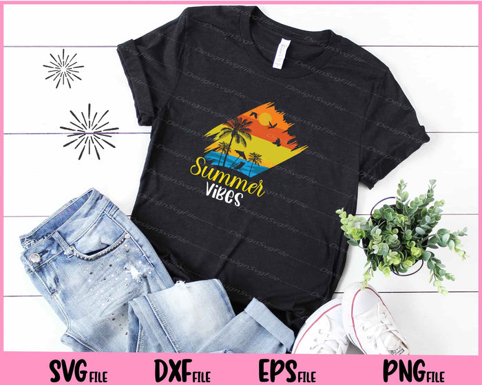 Vintage Summer Vibes Svg Cutting Printable Files  - Premium Cutting Files in SVG, PNG & EPS Formats - Premium SVG Cutting Files for Crafts