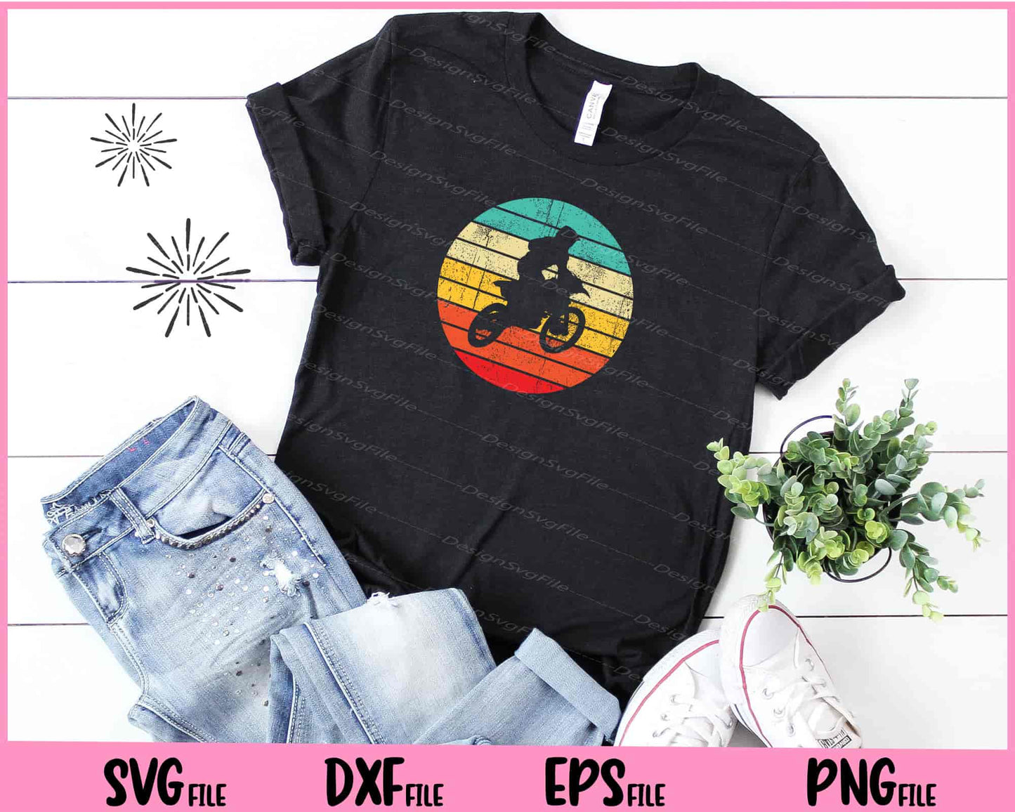 Vintage Sunset Biker Retro  Motorbike Svg Cutting Printable Files  - Premium Cutting Files in SVG, PNG & EPS Formats - Premium SVG Cutting Files for Crafts