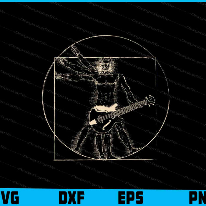 Vitruvian Man Guitar Music Player Da Vinci Guitarist SVG