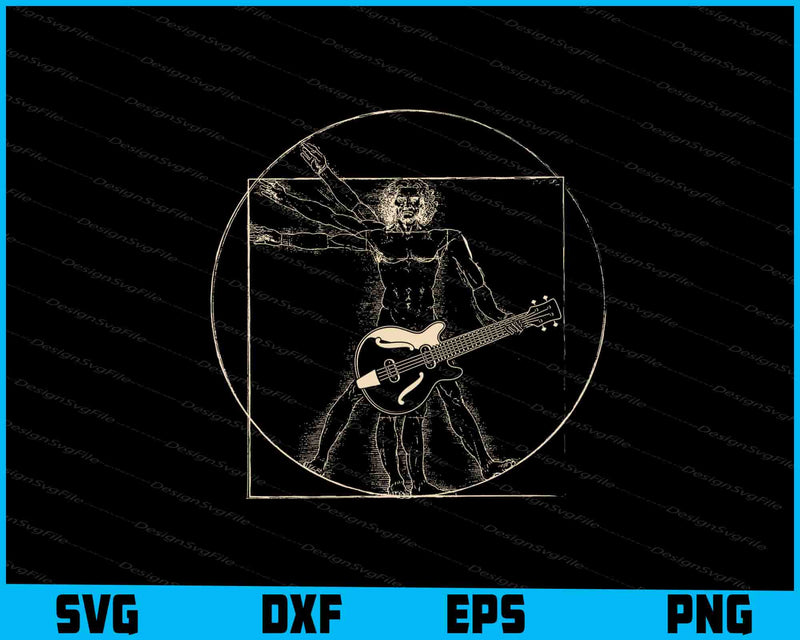 Vitruvian Man Guitar Music Player Da Vinci Guitarist SVG