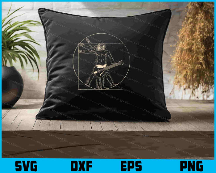Vitruvian Man Guitar Music Player Da Vinci Guitarist SVG