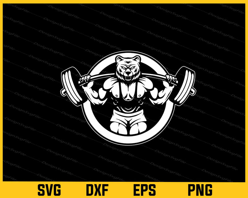 Weightlifting Bear Fitnees Svg Cutting Printable File  - Premium Cutting Files in SVG, PNG & EPS Formats - Premium SVG Cutting Files for Crafts