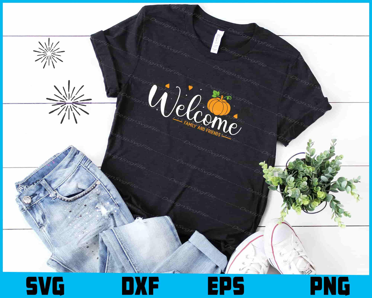 Welcome Family And Friends SVG PNG Digital Printable File  - Premium Cutting Files in SVG, PNG & EPS Formats - Premium SVG Cutting Files for Crafts