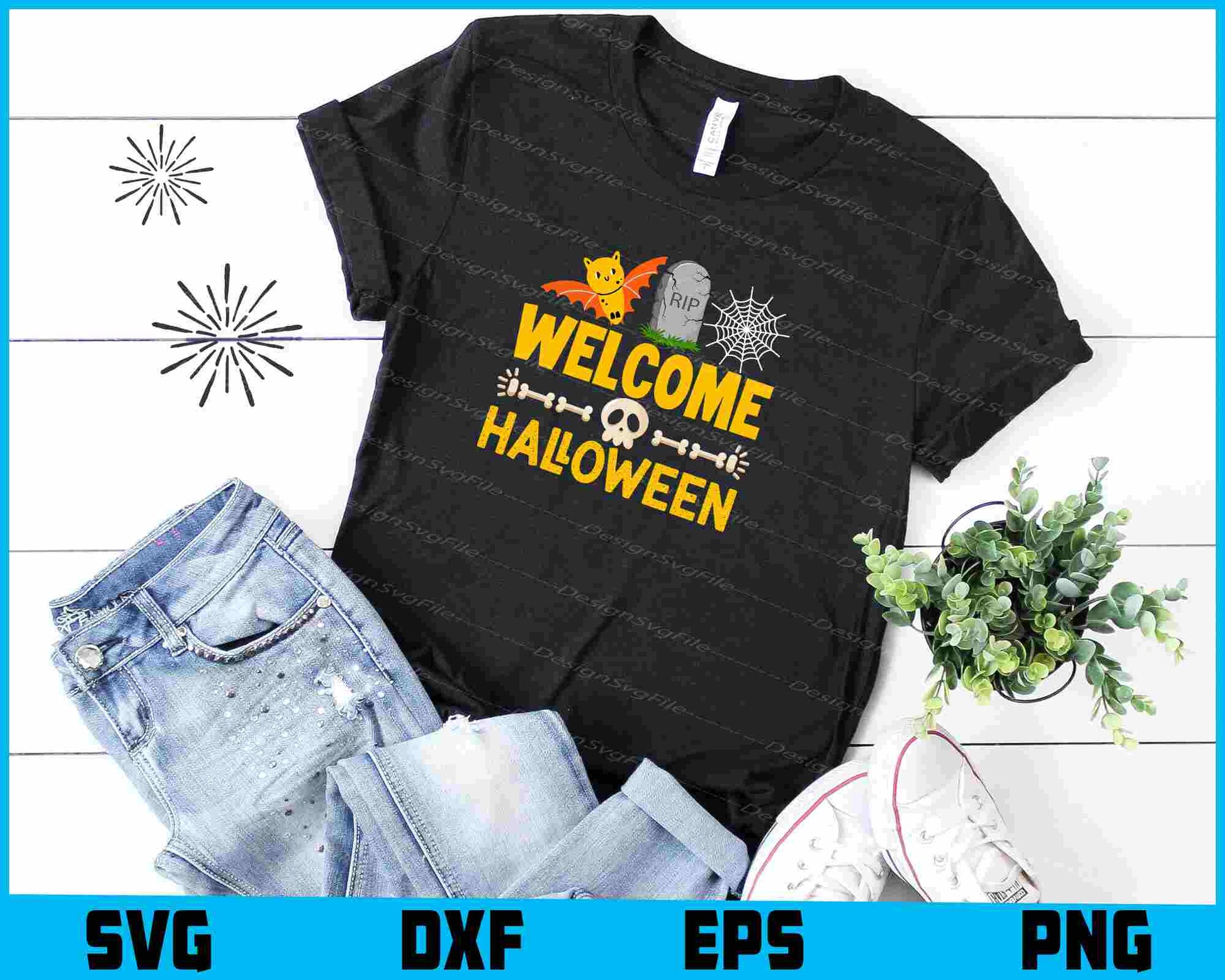 Welcome Halloween SVG PNG Design Printable File  - Premium Cutting Files in SVG, PNG & EPS Formats - Premium SVG Cutting Files for Crafts