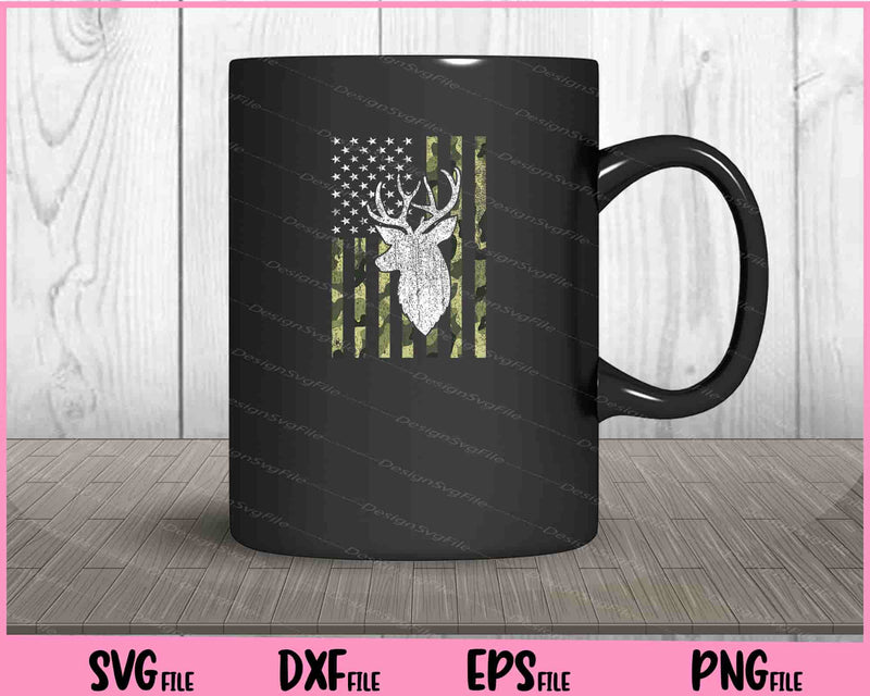 Whitetail Buck Deer Hunting American Camouflage Flag mug