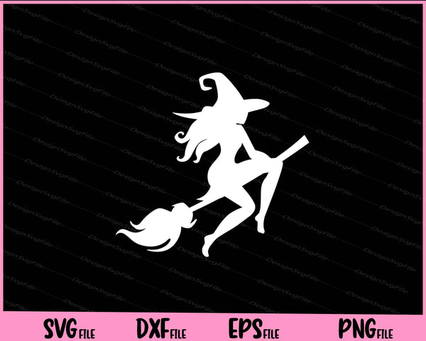 Witch Riding Broom Halloween svg
