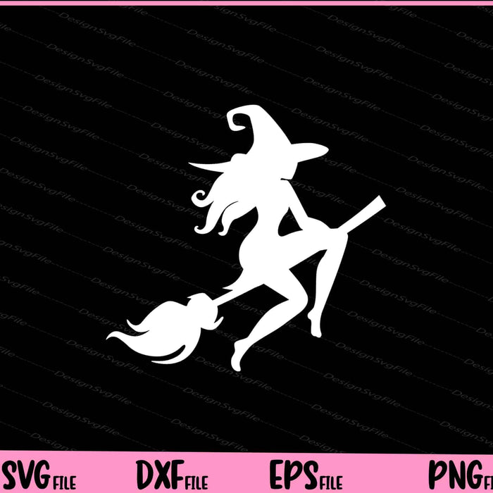 Witch Riding Broom Halloween Svg Cutting Printable Files  - Premium Cutting Files in SVG, PNG & EPS Formats - Premium SVG Cutting Files for Crafts