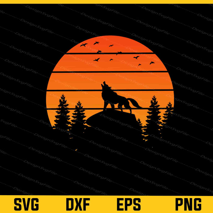Wolf Retro Vintage Svg Cutting Printable File  - Premium Cutting Files in SVG, PNG & EPS Formats - Premium SVG Cutting Files for Crafts