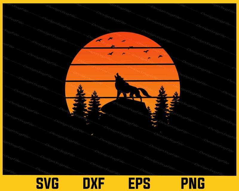 Wolf Retro Vintage Svg Cutting Printable File