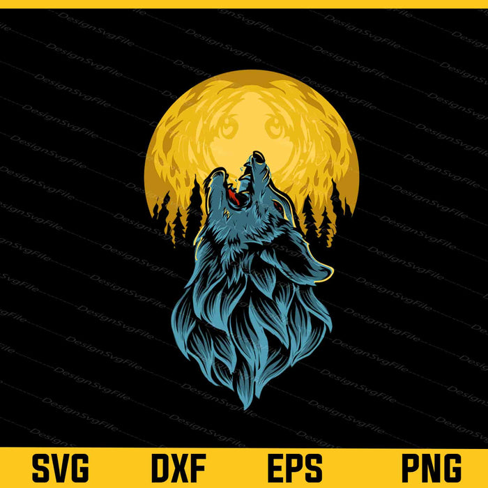 Wolf Roaring Moon Vintage Svg Cutting Printable File  - Premium Cutting Files in SVG, PNG & EPS Formats - Premium SVG Cutting Files for Crafts