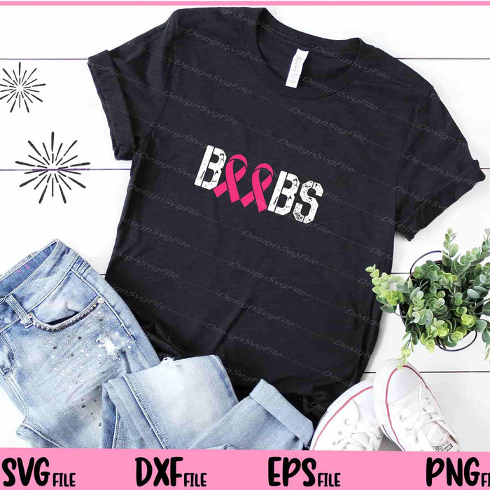 Boobs Pink Ribbon Funny Breast Cancer Svg Cutting Printable Files  - Premium Cutting Files in SVG, PNG & EPS Formats - Premium SVG Cutting Files for Crafts