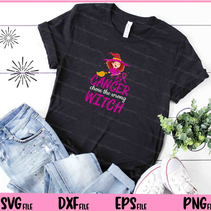 Cancer Chose the Wrong Witch Breast cancer Halloween Svg Cutting Printable Files  - Premium Cutting Files in SVG, PNG & EPS Formats - Premium SVG Cutting Files for Crafts