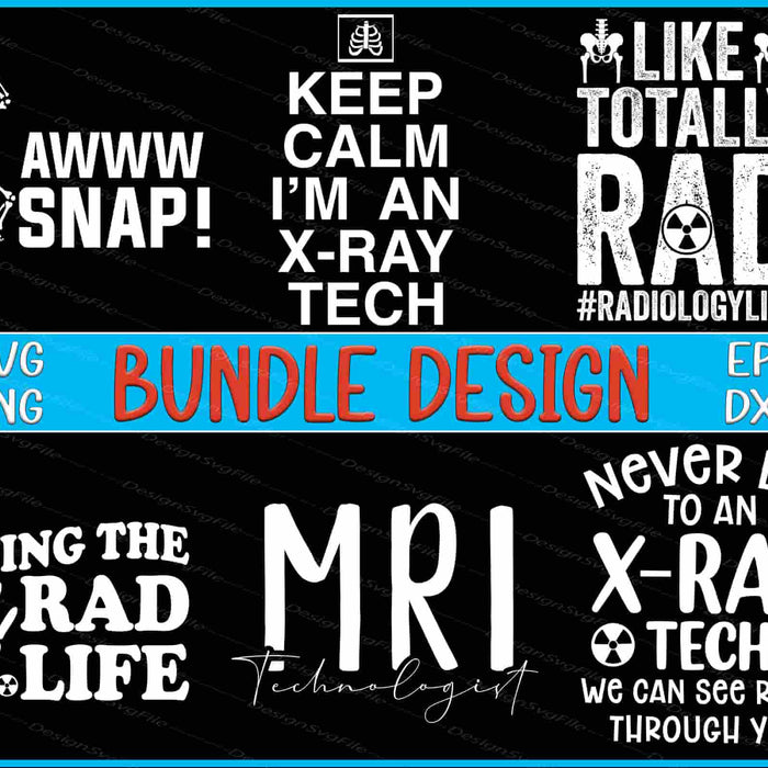 Collection of humorous and professional medical-themed designs with text and graphics on a black background.