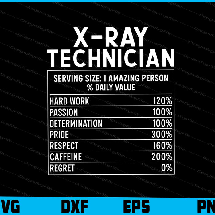 X-Ray Technician Nutrition Facts SVG PNG File