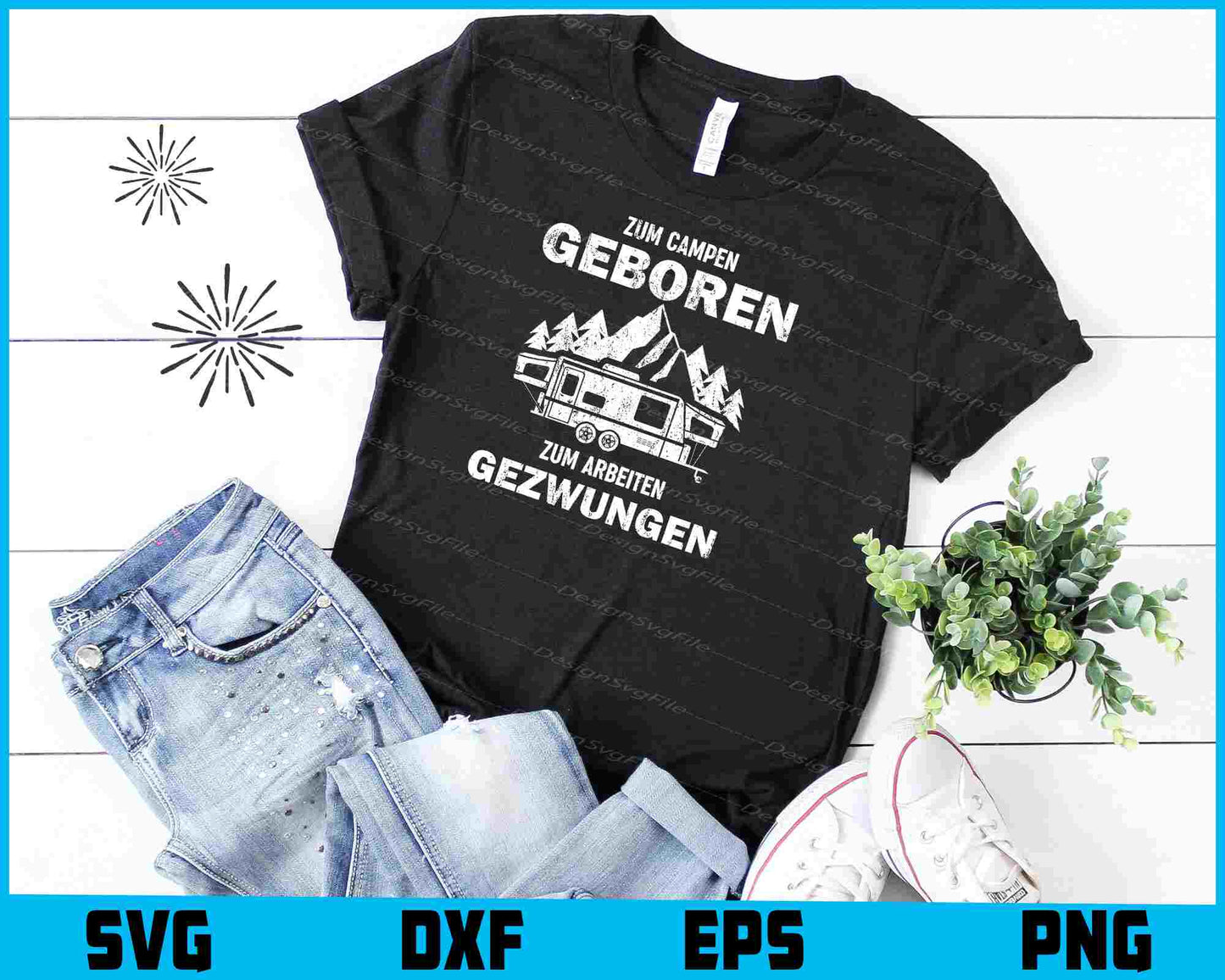 Zum Campen Geboren Zum Arbeiten Gezwungen SVG Cutting Printable File