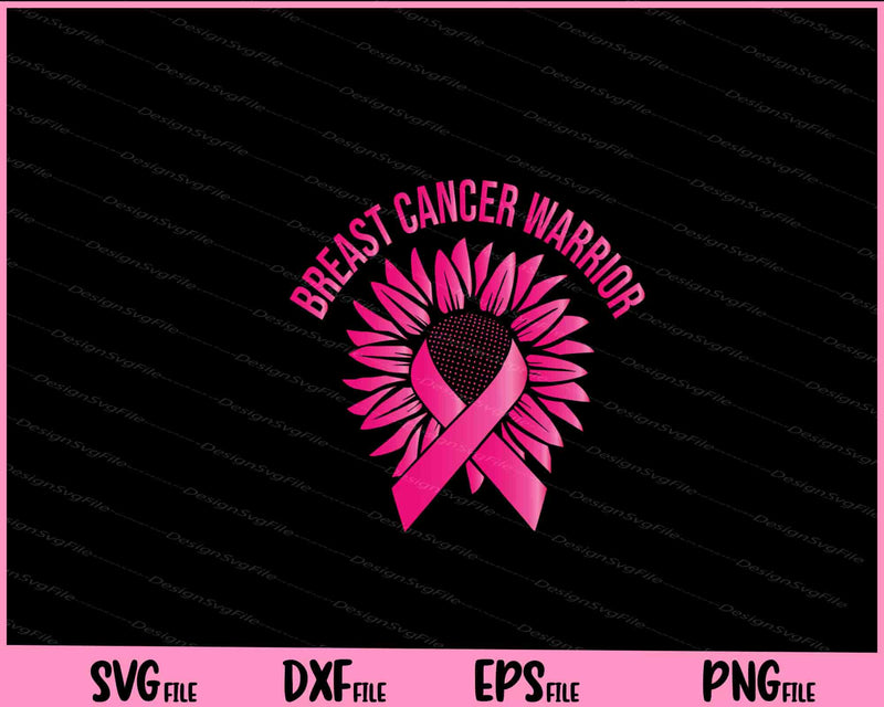 Breast Cancer Warrior Sunflower svg