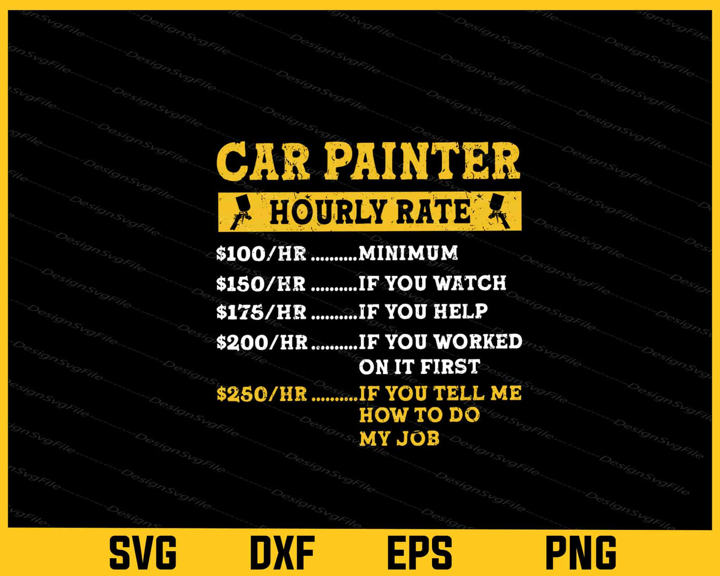 Car Painter hourly rate Svg Cutting Printable File  - Premium Cutting Files in SVG, PNG & EPS Formats - Premium SVG Cutting Files for Crafts