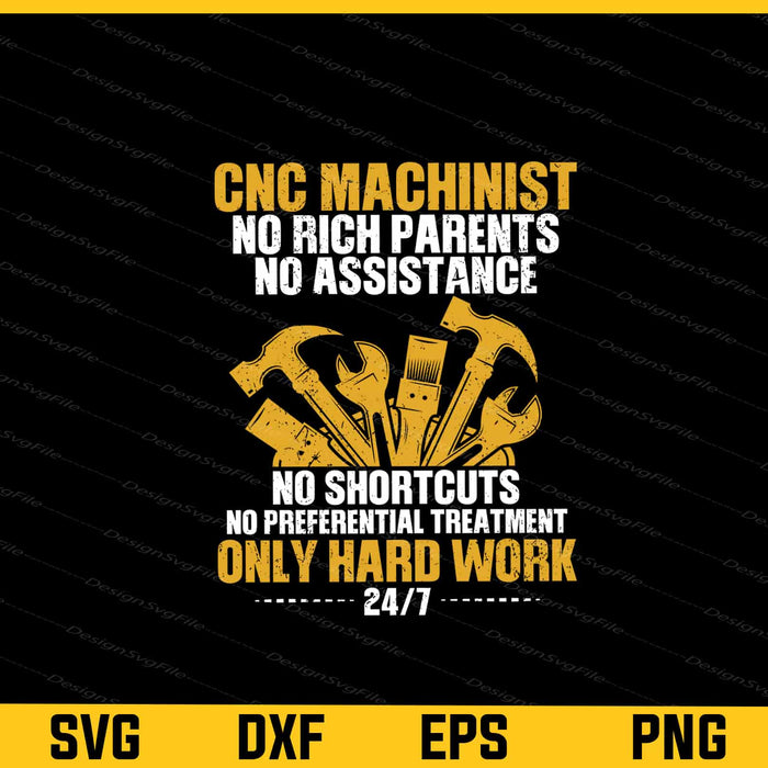 CNC Machinist No rich Parents no Assistance Svg Cutting Printable File  - Premium Cutting Files in SVG, PNG & EPS Formats - Premium SVG Cutting Files for Crafts