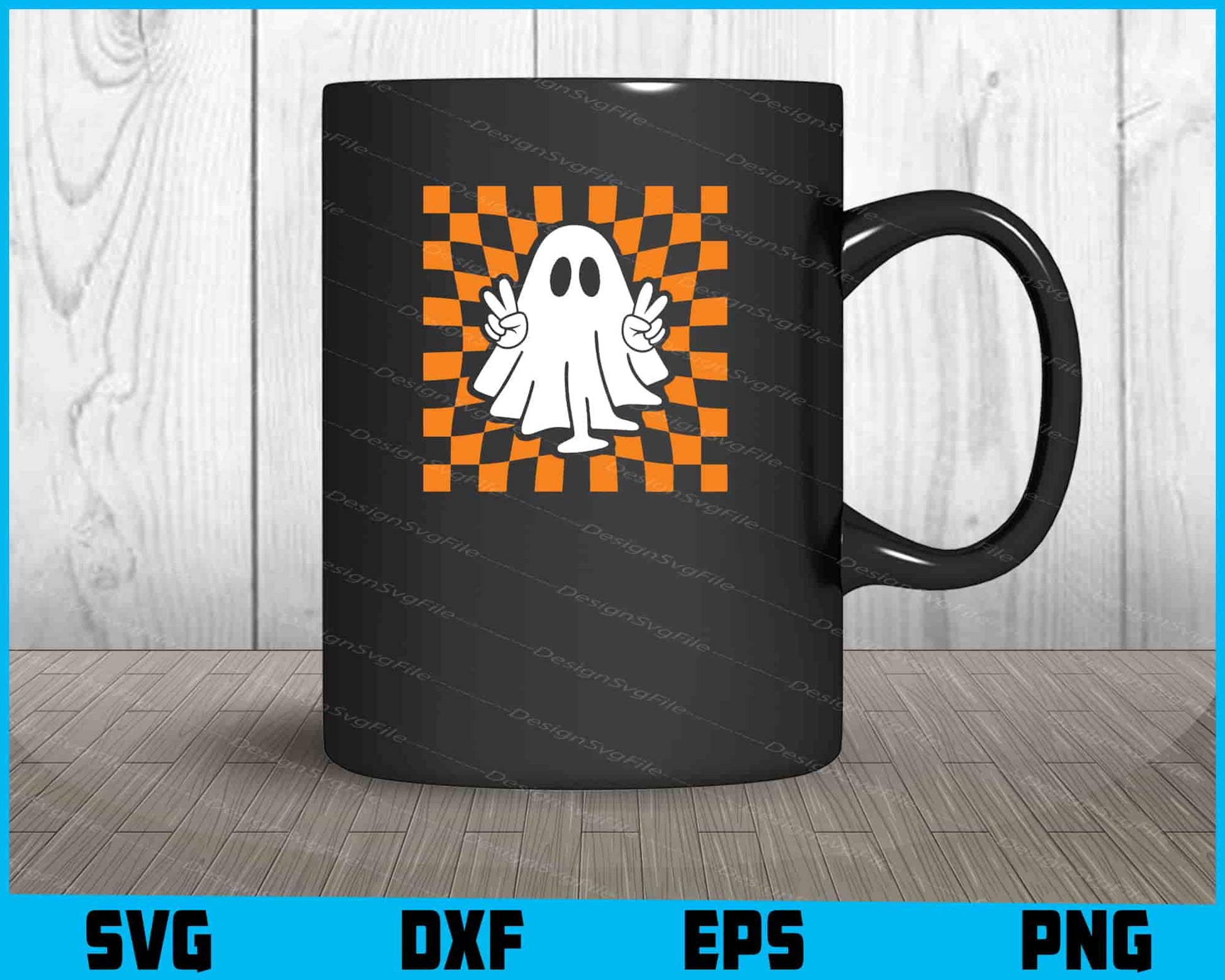 Checkered Peace Ghost Halloween SVG PNG Digital Printable File  - Premium Cutting Files in SVG, PNG & EPS Formats - Premium SVG Cutting Files for Crafts