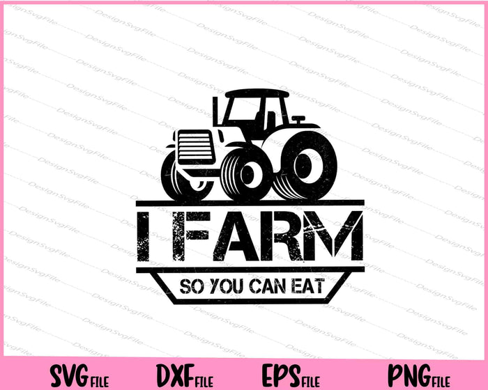 Collection of farmer-themed designs with tractors and text on a white background.