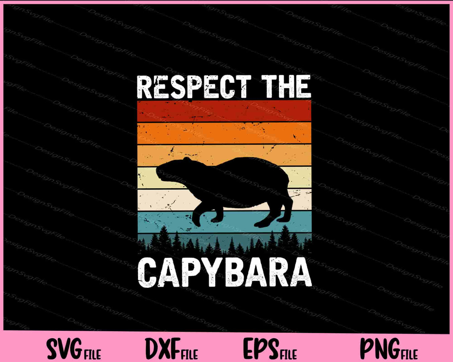 Respect the Capybara Retro Svg Cutting Printable Files  - Premium Cutting Files in SVG, PNG & EPS Formats - Premium SVG Cutting Files for Crafts