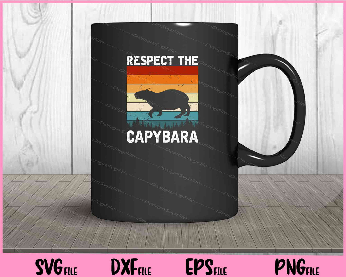 Respect the Capybara Retro Svg Cutting Printable Files  - Premium Cutting Files in SVG, PNG & EPS Formats - Premium SVG Cutting Files for Crafts