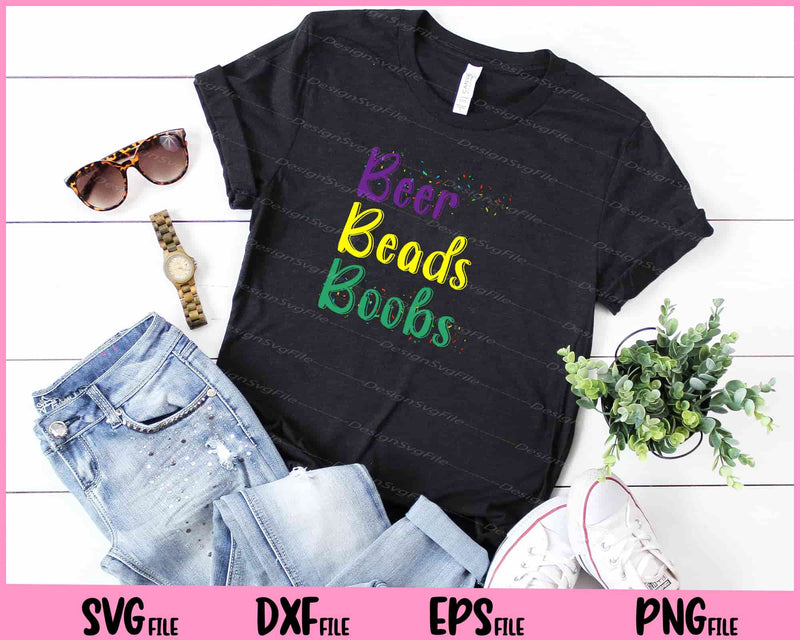 Beers Beads Boobs Drunk Carnival Party Funny Mardi Gras t shirt