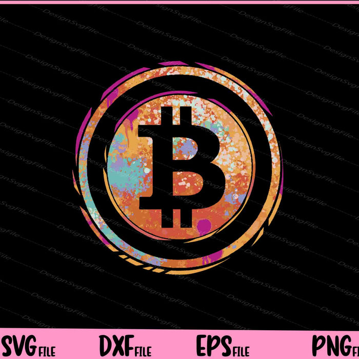 Bitcoin Cryptocurrency Watercolor Svg Cutting Printable Files  - Premium Cutting Files in SVG, PNG & EPS Formats - Premium SVG Cutting Files for Crafts