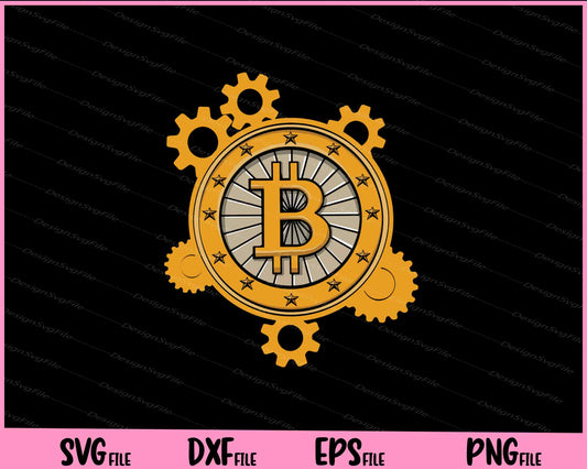 Bitcoin Gears crypto Svg Cutting Printable Files  - Premium Cutting Files in SVG, PNG & EPS Formats - Premium SVG Cutting Files for Crafts