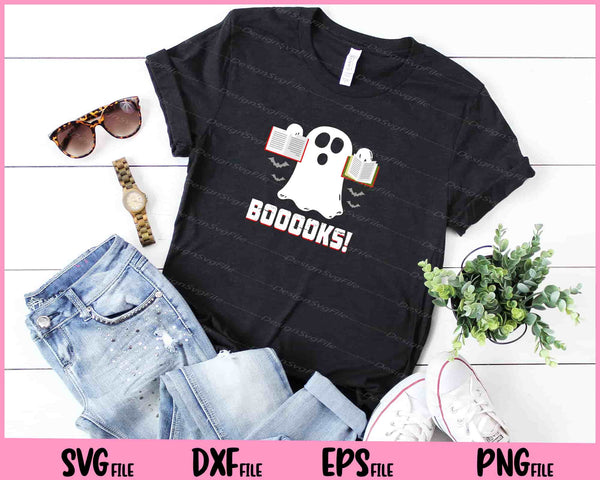 Boo Ghost Reading Book Library Funny Halloween t shirt
