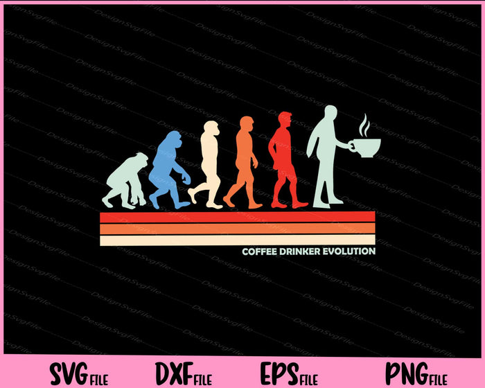 Coffee Drinker evolution Vintage Svg Cutting Printable Files  - Premium Cutting Files in SVG, PNG & EPS Formats - Premium SVG Cutting Files for Crafts