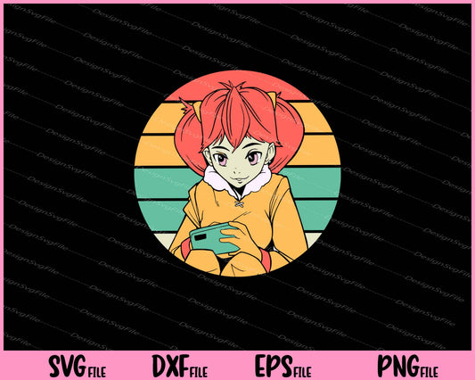 Cute Anime Gamer Girl SVG and PNG Cutting Printable Files  - Premium Cutting Files in SVG, PNG & EPS Formats - Premium SVG Cutting Files for Crafts