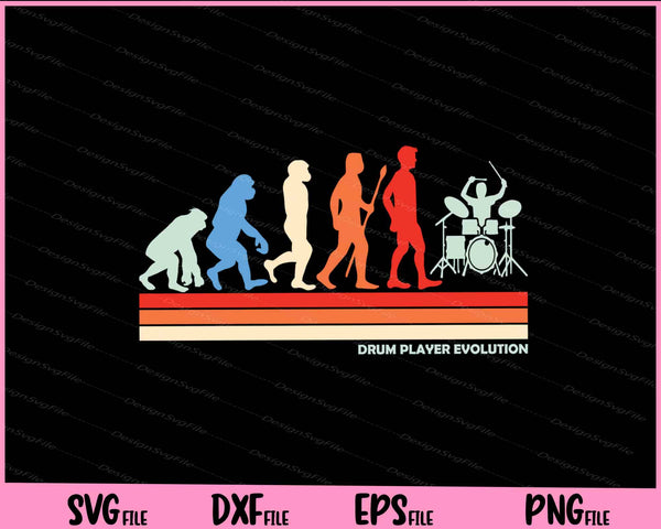 Drum player evolution Vintage svg