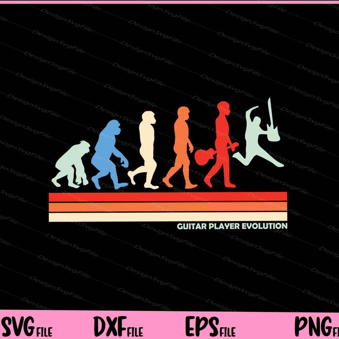 Guitar player evolution Vintage Svg Cutting Printable Files  - Premium Cutting Files in SVG, PNG & EPS Formats - Premium SVG Cutting Files for Crafts