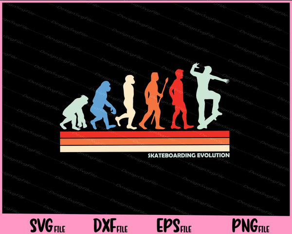 Skateboarding evolution Vintage Svg Cutting Printable Files