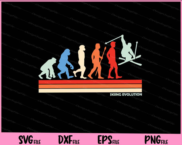 Skiing evolution Vintage svg