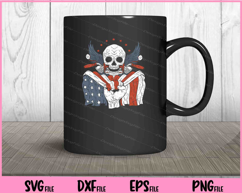 American flag and skull 4th of July mug