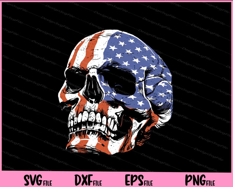 american skull flag 4th of july svg