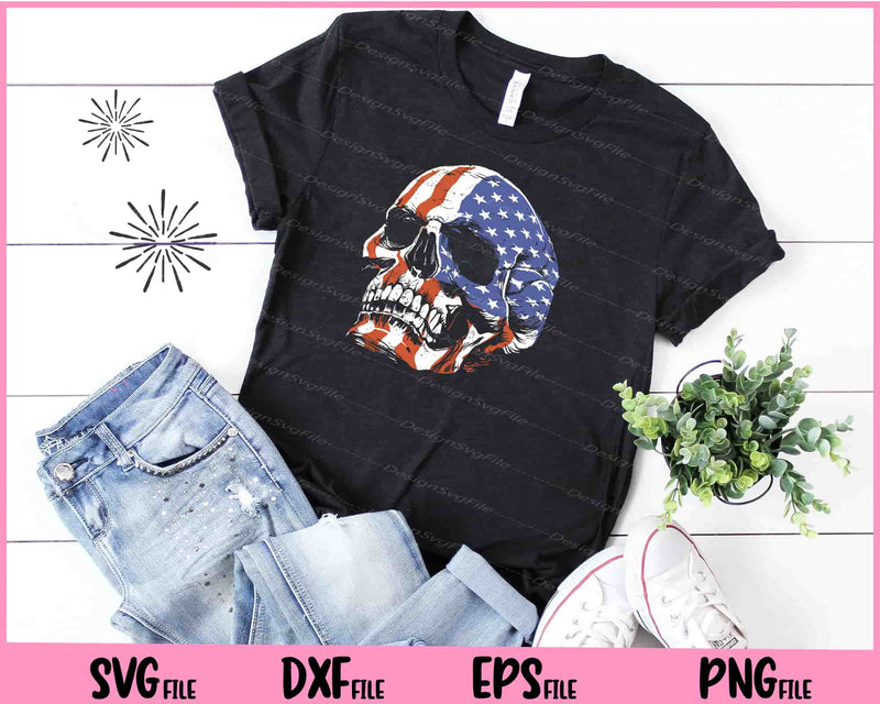 american skull flag 4th of july t shirt