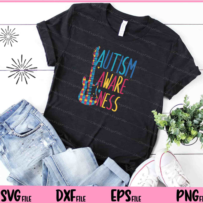 autism aware ness guitar Svg Cutting Printable Files  - Premium Cutting Files in SVG, PNG & EPS Formats - Premium SVG Cutting Files for Crafts