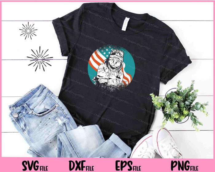 pilot cat American flag Svg Cutting Printable Files  - Premium Cutting Files in SVG, PNG & EPS Formats - Premium SVG Cutting Files for Crafts