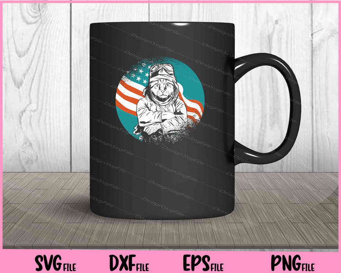 pilot cat American flag Svg Cutting Printable Files  - Premium Cutting Files in SVG, PNG & EPS Formats - Premium SVG Cutting Files for Crafts