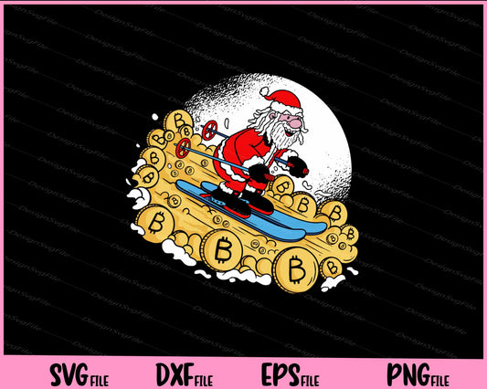 santa skiing crypto Christmas Svg Cutting Printable Files  - Premium Cutting Files in SVG, PNG & EPS Formats - Premium SVG Cutting Files for Crafts