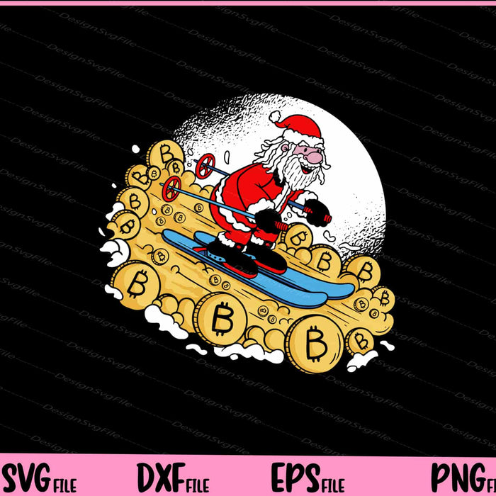 santa skiing crypto Christmas Svg Cutting Printable Files  - Premium Cutting Files in SVG, PNG & EPS Formats - Premium SVG Cutting Files for Crafts