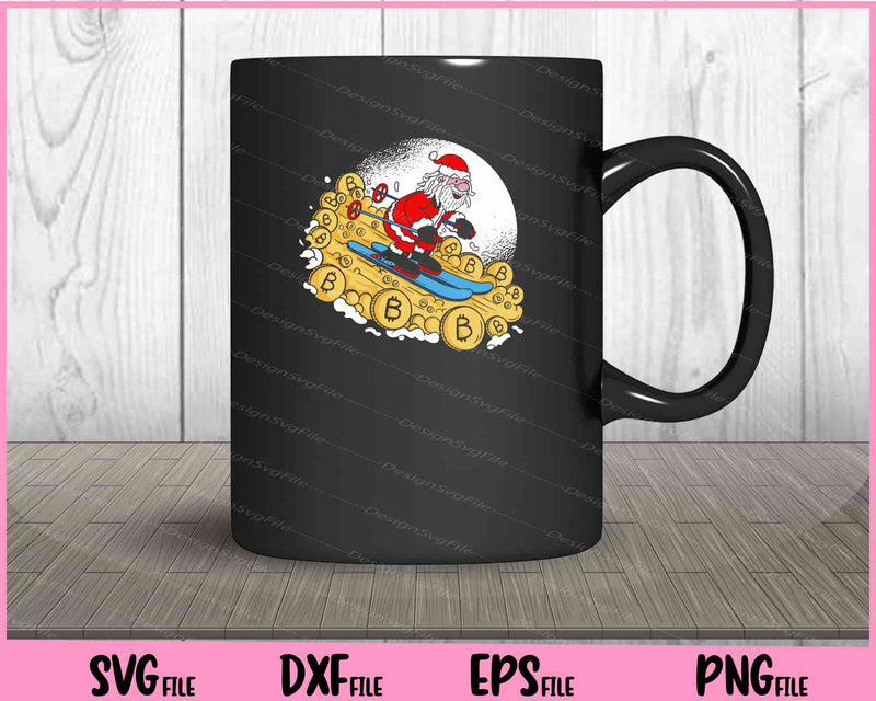 santa skiing crypto Christmas mug