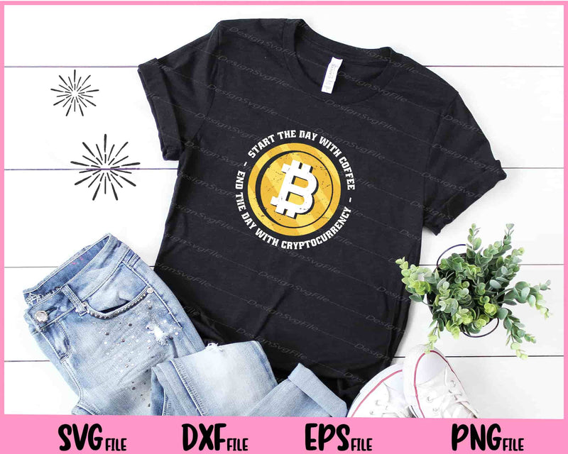 start the day with coffee Cryptocurrency t shirt