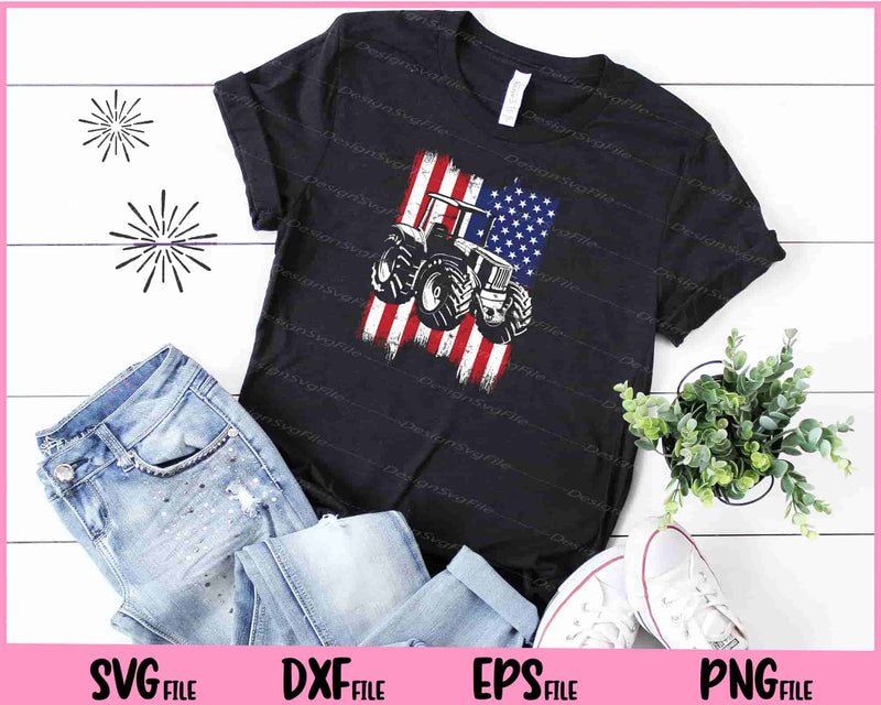 tractor usa flag funny 4th of july day t shirt